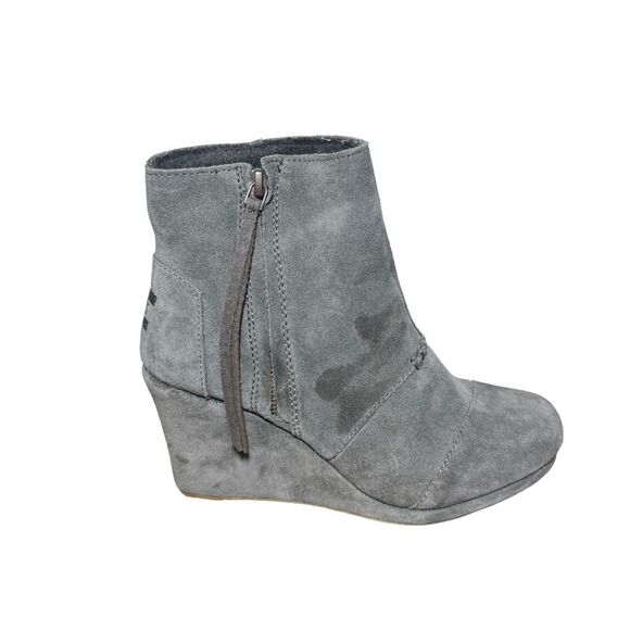Gray Suede Wedge Ankle Boots Toms size 6 L - Picture 1 of 5